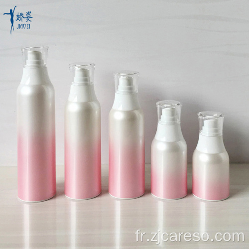 Flacons et pots airless roses à usage cosmétique